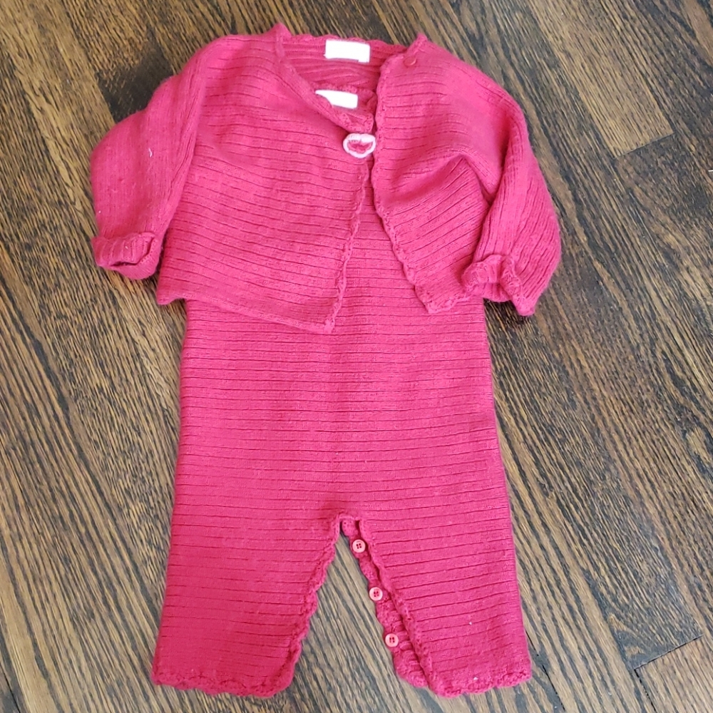 EUC Jacadi baby girl matching outfit